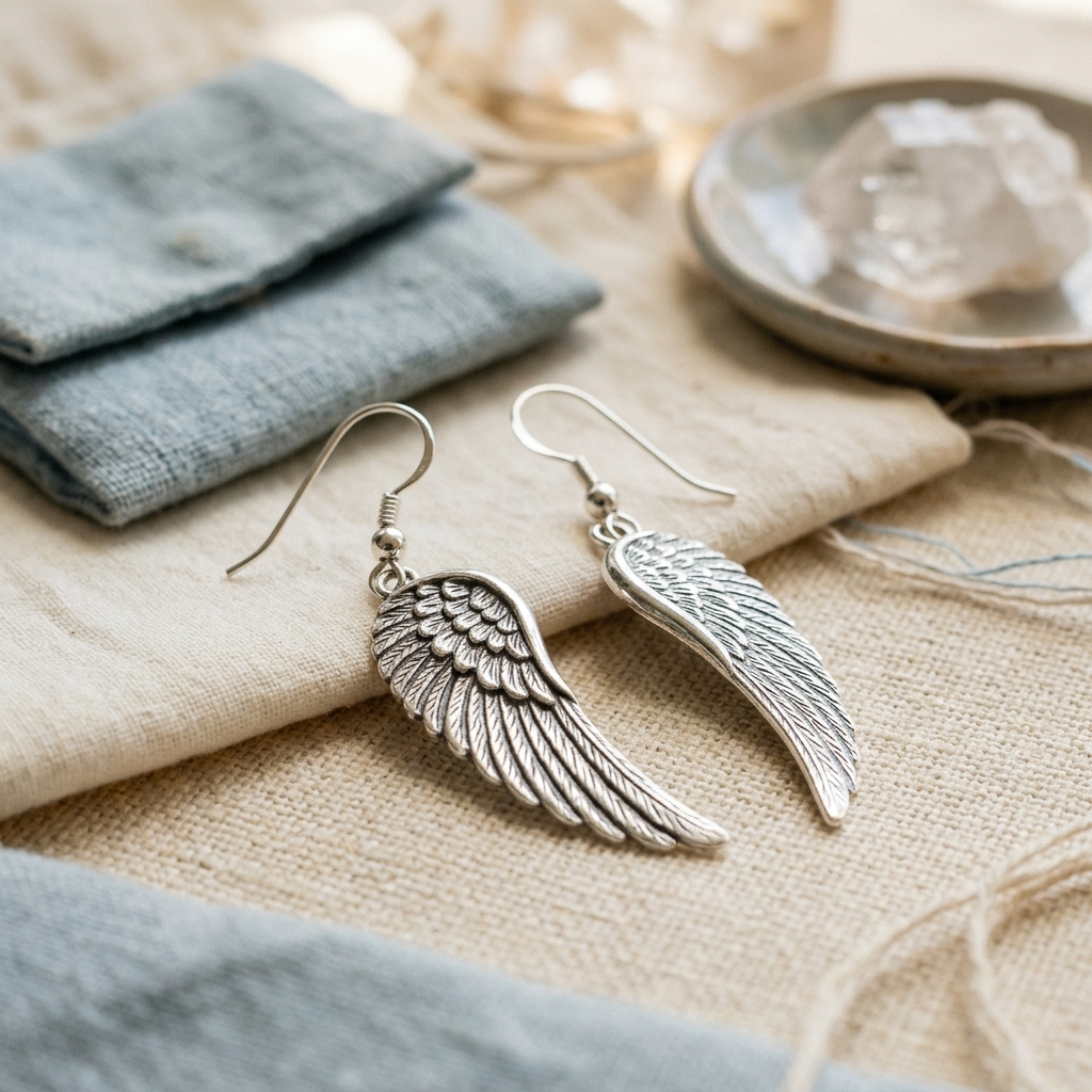 Angel Wing Drop Earrings view 3