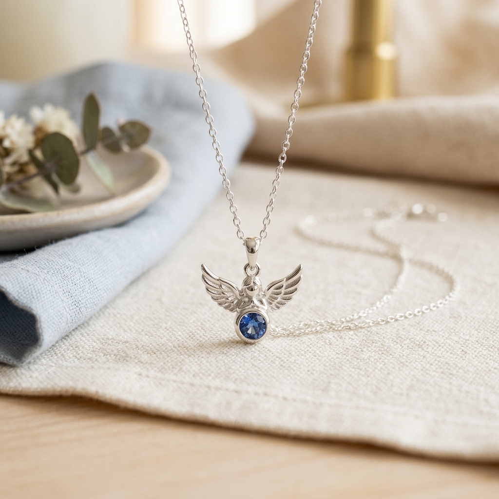 Birthstone Guardian Angel Necklace