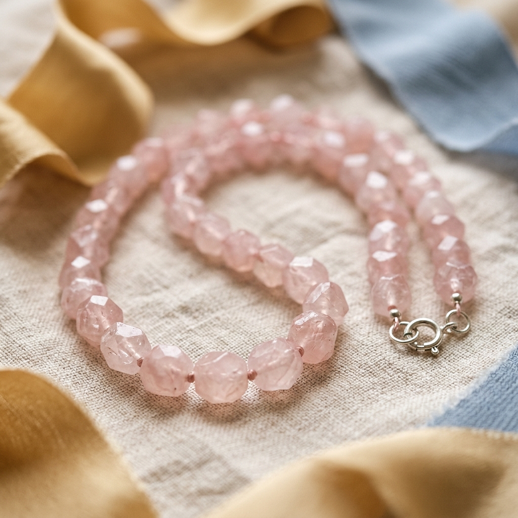Rose Quartz Beaded Necklace view 3