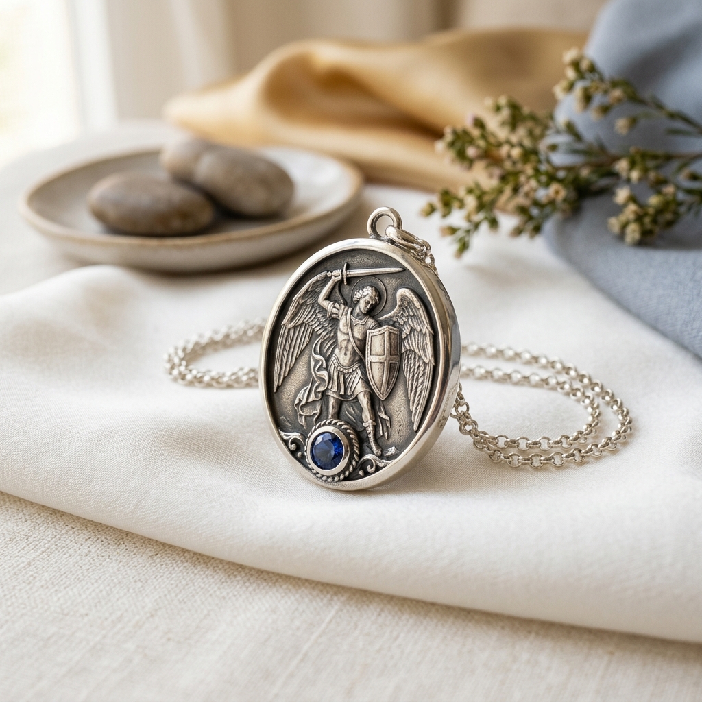 Sapphire Archangel Michael Medallion view 2