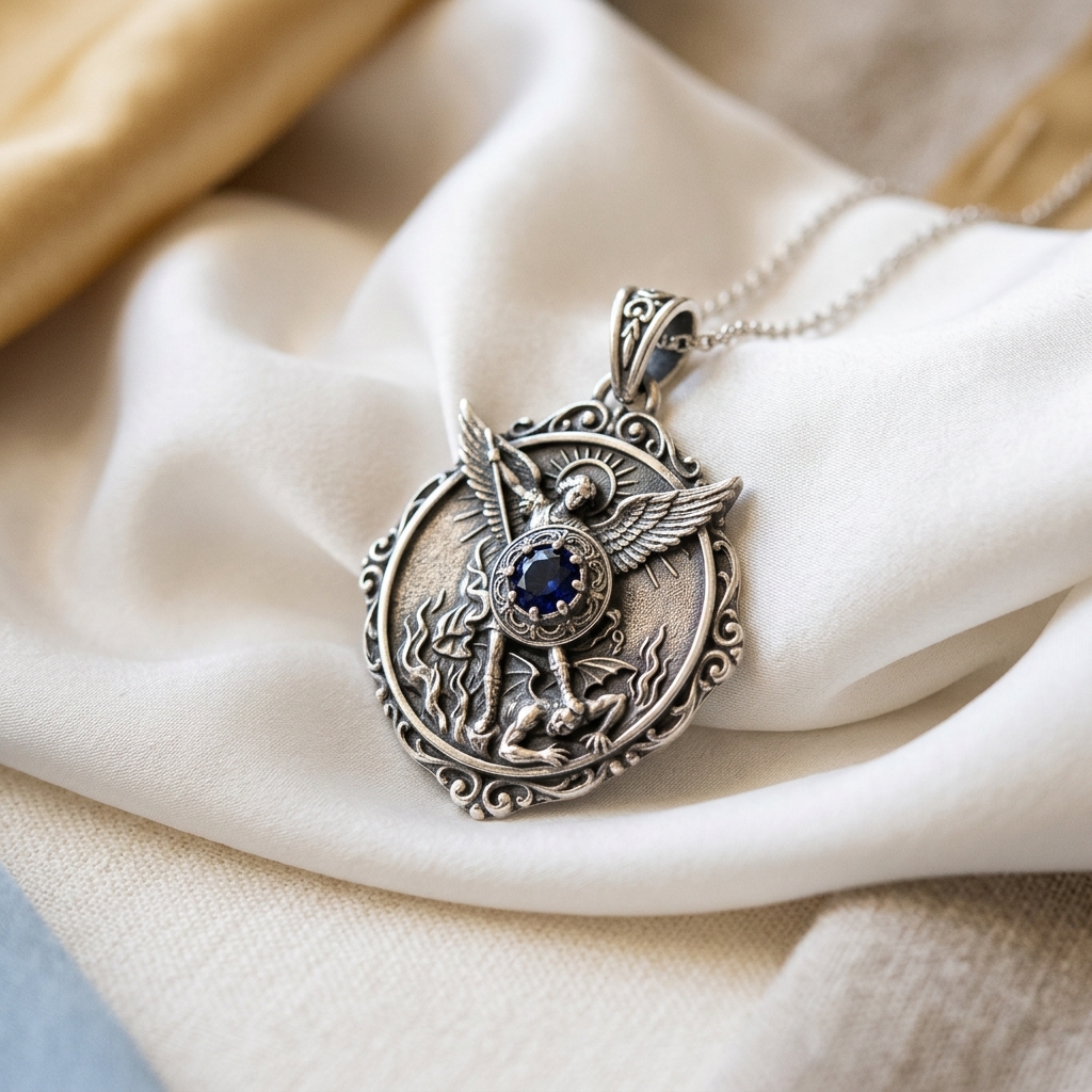 Sapphire Archangel Michael Medallion view 3